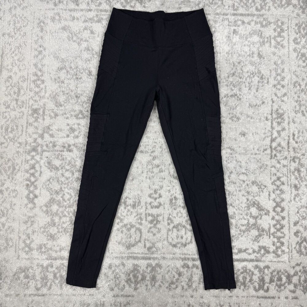 Athleta Women's Delancey Moto Tight Black Leggings Athleisure Size Medium